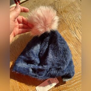 Anthropologie Fuzzy Faux Fur Pom Beanie NWT